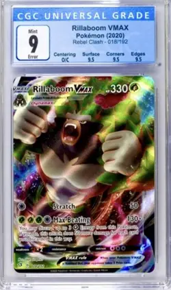Pokemon TCG Error Rillaboom VMAX Evolving Skies Holo NM CGC MISCUT - Image 1