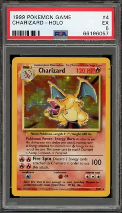 Pokemon Charizard Base Set Unlimited Holo Rare #4 PSA 5 - Image 1