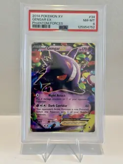 2014 Pokemon XY Gengar EX #34 Phantom Forces PSA 8 - Image 1