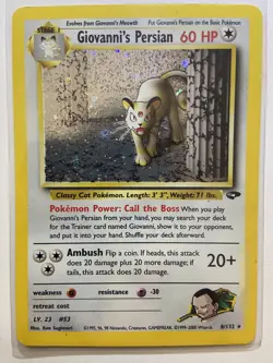 Pokemon Vintage Holo Giovanni's Persian 8/132 Gym Challenge Swirl Rare WotC - Image 1