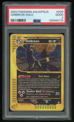 Pokemon TCG Umbreon Holo Rare Aquapolis #H29 Vintage WOTC PSA 2 Good - Image 1