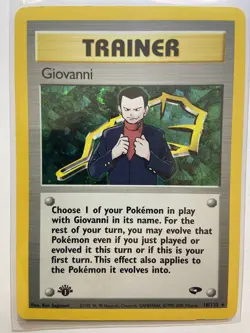 Pokemon TCG Giovanni Trainer Holo 18/132 - 1st Edition - Gym Challenge - LP - Image 1