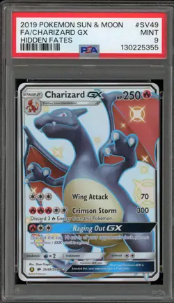 Pokemon Charizard GX Hidden Fates Full Art #SV49 PSA 9 Mint - Image 1