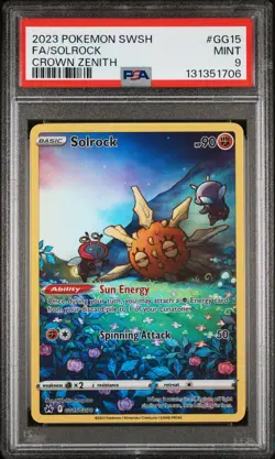 PSA 9 Solrock GG15/GG70 Pokemon Crown Zenith Full Art SWSH 2023 MINT - Image 1