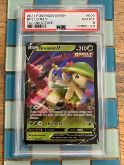 GRADED PSA 8 2021 Pokemon SWSH Breloom V Fusion Strike #006 - Image 1