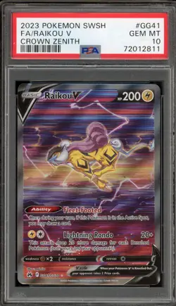 Pokemon Raikou V Crown Zenith Galarian Gallery Full Art #GG41 PSA 10 - Image 1