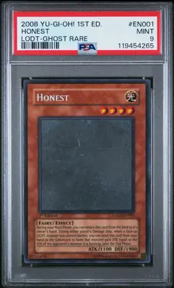 Yu-Gi-Oh! Honest Ghost Rare 1st Edition LODT-EN001 PSA 9 Mint - Image 1