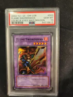 2002 Yu-Gi-Oh! Flame Swordsman LOB-003 Super Rare PSA 10 Legend of Blue Eyes - Image 1