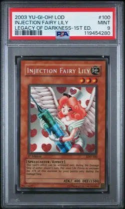 YuGiOh Injection Fairy Lily LOD-100 Secret Rare 1st Edition PSA 9 - Image 1