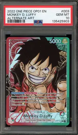 One Piece CCG Monkey.D.Luffy Alternate Art PRE ERRATA OP01-003 PSA 10 Gem Mint - Image 1
