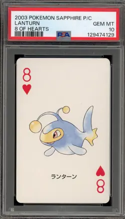 Pokemon Sapphire Playing Cards Lanturn 8 of Hearts PSA 10 Gem Mint - Image 1