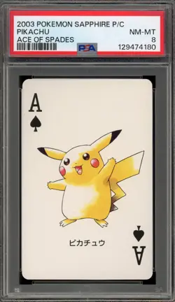 Pokemon Sapphire Playing Cards Pikachu Ace of Spades PSA 8 - Image 1