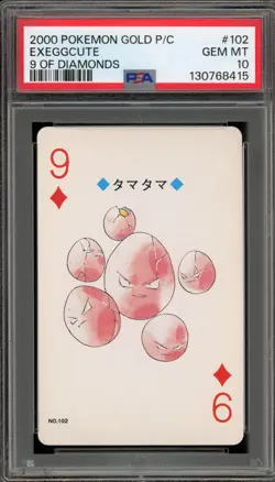 Pokemon Gold Playing Cards Exeggcute 9 of Diamonds #102 PSA 10 Gem Mint - Image 1