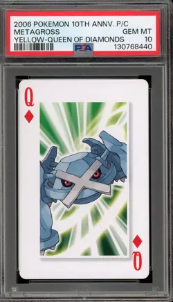 Pokemon 10th Ann. Playing Cards Metagross Yellow Queen of Diamonds PSA 10 - Image 1