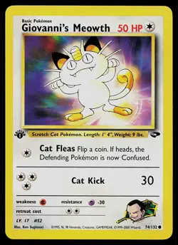 Pokemon Card - Giovanni's Meowth Gym Challenge 74/132 Common 1st Edition - Image 1