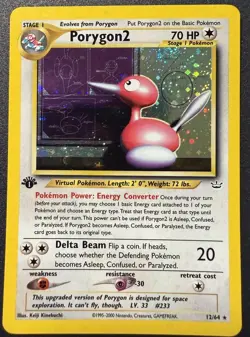 Pokemon TCG Porygon2 Neo Revelation 12/64 Holo Rare 1st Edition Card English - Image 1