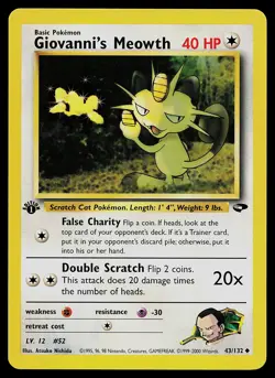 Pokemon Card - Giovanni's Meowth Gym Challenge 43/132 Uncommon 1st Edition - Image 1