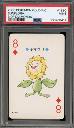 Pokemon Gold Playing Cards Sunflora 8 of Diamonds #192C PSA 9 Mint - Image 1