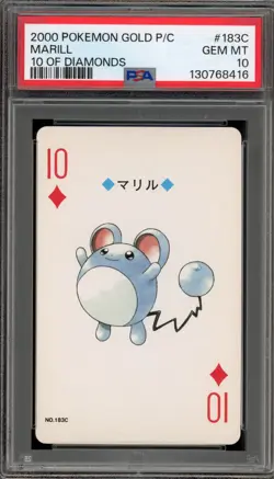 Pokemon Gold Playing Cards Marill 10 of Diamonds #183C PSA 10 Gem Mint - Image 1
