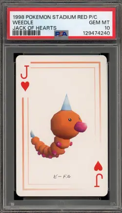 Pokemon Stadium Red Playing Cards Weedle Jack of Hearts PSA 10 Gem Mint - Image 1