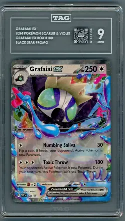 TAG 9 HOLO EX RARE POKEMON Grafaiai Ex 100 Black Star Promo Card 2024 - Image 2