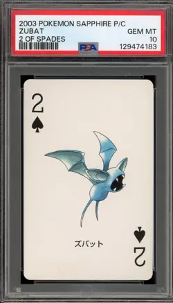 Pokemon Sapphire Playing Cards Zubat 2 of Spades PSA 10 Gem Mint - Image 1