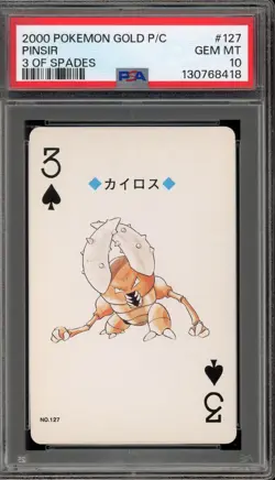 Pokemon Gold Playing Cards Pinsir 3 of Spades #127 PSA 10 Gem Mint - Image 1