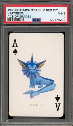 Pokemon Stadium Red Playing Cards Vaporeon Ace of Spades PSA 9 Mint - Image 1