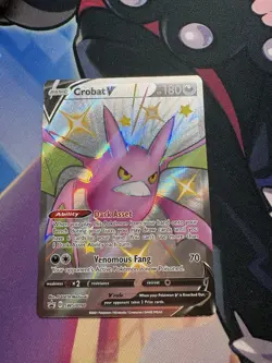 Pokemon TCG Crobat v SWSH098 Shiny Full Art Promo Card Near Mint Condition - Image 1