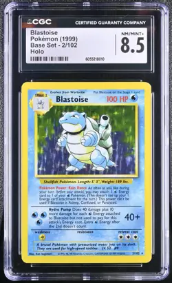 CGC 8.5 Blastoise 1999 Base Set 2/102 Holo Pokemon Card - Image 1