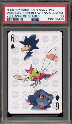 Pokemon 10th Ann. Cards Misdreavus/Murkrow/Yanma Yellow 6 of Spades PSA 10 - Image 1