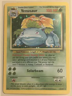 Pokemon TCG Venusaur Base Set Holo Unlimited Rare Card 15/102 - Image 1