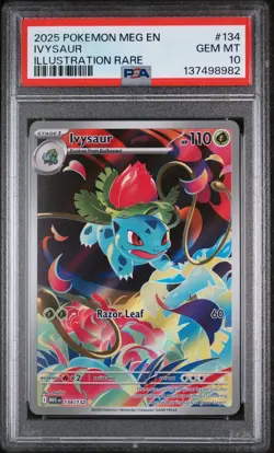 2025 Pokemon Mega Evolution Base #134 Illustration Rare Ivysaur PSA 10 Gem Mint - Image 1