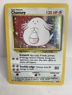 Pokemon TCG Chansey Base Set Holo Unlimited Rare Card 3/102 LP - Image 1