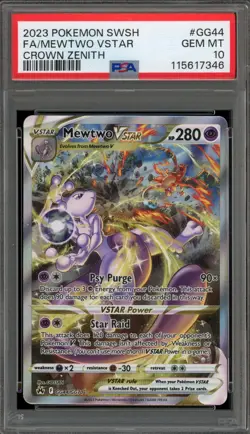 Pokemon Mewtwo VSTAR Crown Zenith Galarian Gallery Full Art #GG44 PSA 10 - Image 1