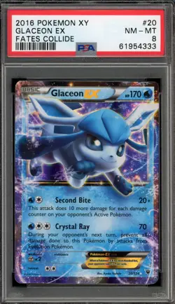 Pokemon Glaceon EX XY Fates Collide Holo Ultra Rare #20 PSA 8 - Image 1