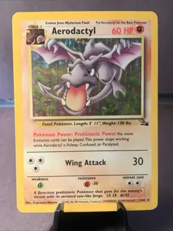 Pokemon TCG Aerodactyl 1/62 Fossil Holo Rare Unlimited Vintage WOTC 1999 LP/MP - Image 1