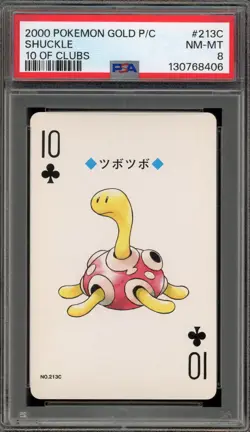 Pokemon Gold Playing Cards Shuckle 10 of Clubs #213C PSA 8 - Image 1
