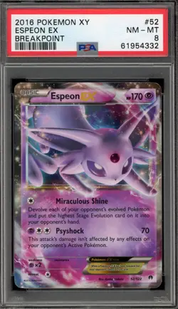 Pokemon Espeon EX XY Breakpoint Holo Ultra Rare #52 PSA 8 - Image 1