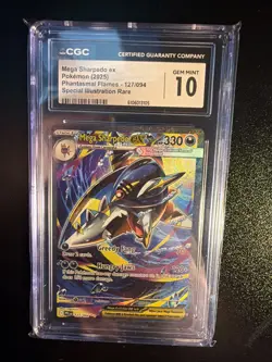 2025 Pokemon Phantasmal Flames Mega Sharpedo ex SIR #127 CGC 10 - Image 1