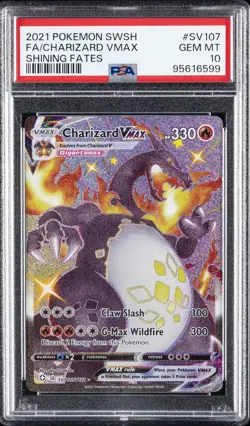 2021 POKEMON SWORD & SHIELD SHINING FATES #SV107 FULL ART/CHARIZARD VMAX PSA 10 - Image 1