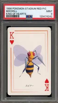 Pokemon Stadium Red Playing Cards Beedrill King of Hearts PSA 9 Mint - Image 1