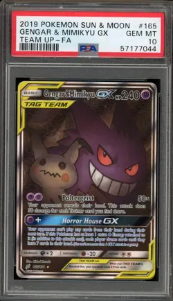 Pokemon Gengar & Mimikyu GX Team Up Full Alt Art #165 PSA 10 Gem Mint - Image 1