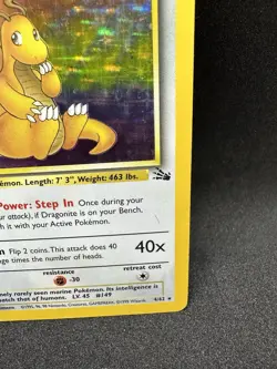 Pokemon TCG Dragonite 4/62 Fossil Unlimited Holo Rare - Image 2