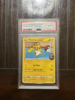 2020 POKEMON FUTSAL #001 PIKACHU ON THE BALL PSA 10 - Image 1