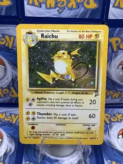 RAICHU 16/130 - Unlimited Holo - Pokemon Base Set 2 - SWIRL - Image 1