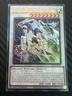 Yugioh Crystal Wing Synchro Dragon RA02-EN029 Ultra Rare 1st Edition NM - Image 1