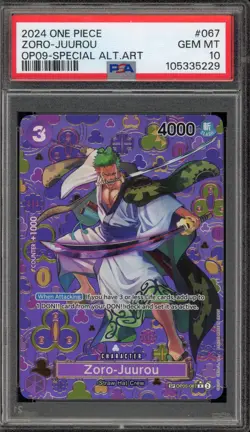 One Piece CCG Zoro-Juurou Special Alternate Art OP05-067 PSA 10 Gem Mint - Image 1