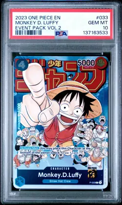 2023 ONE PIECE P-033 MONKEY D LUFFY EVENT PACK VOL 2 PROMO ENGLISH PSA 10 GEM MT - Image 1