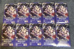 One Piece TCG The Azure Sea's Seven 10 Sleeved Booster Packs In Hand English - Image 1